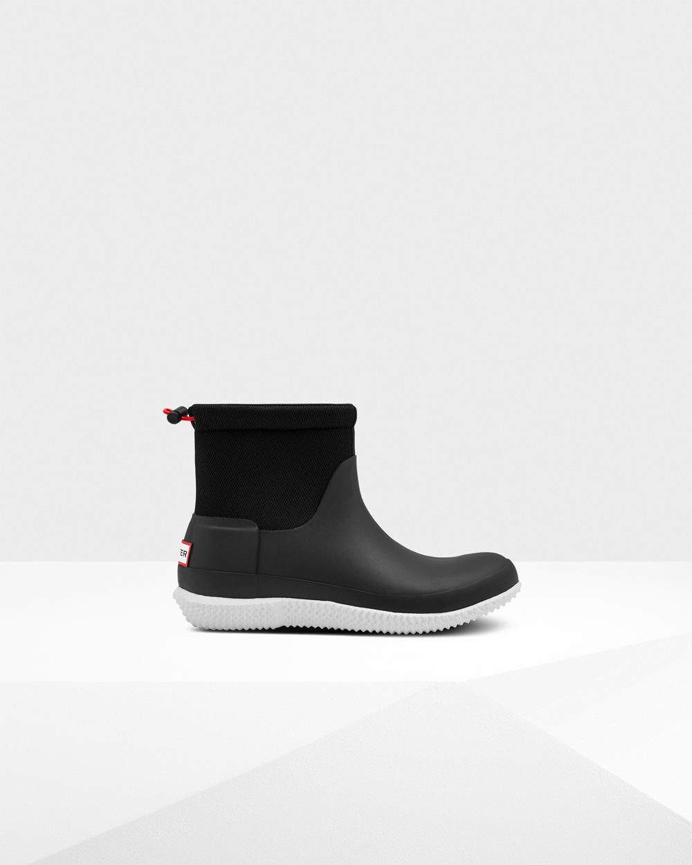 Sneakersy Damskie - Hunter Original Short Mesh Boots - Czarne - PGYK-08512